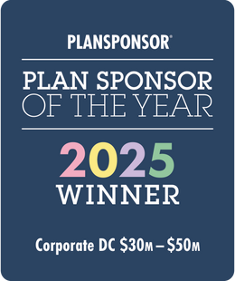 Logo: 2025 PLANSPONSOR Plan Sponsor Of Year-Corporate DC $30MM-$50MM Winner, Desk Plaque
