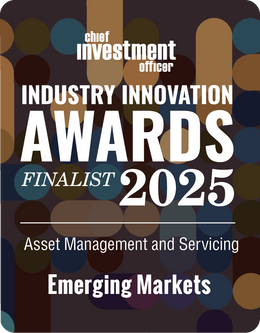 Logo: 2025 CHIEF INVESTMENT OFFICER Asset Management & Servicing Finalist: Emerging Markets Desk Plaque