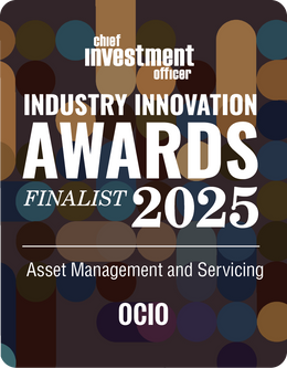 Logo: 2025 CHIEF INVESTMENT OFFICER Asset Management & Servicing Finalist: OCIO Desk Plaque