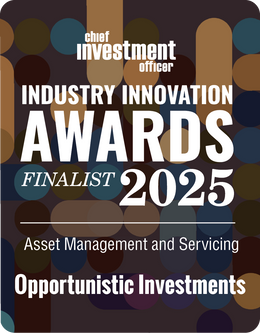 Logo: 2025 CHIEF INVESTMENT OFFICER Asset Management & Servicing Finalist: Opportunistic Investments Desk Plaque