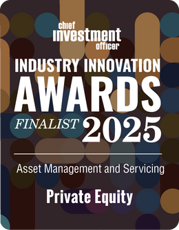 Logo: 2025 CHIEF INVESTMENT OFFICER Asset Management & Servicing Finalist: Private Equity Desk Plaque