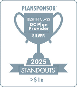 Logo: 2025 PLANSPONSOR Best in Class DC Plan Provider Standouts _ Silver: Plan Assets >$1B
