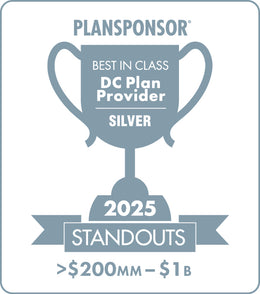 Logo: 2025 PLANSPONSOR Best in Class DC Plan Provider Standouts _ Silver: Plan Assets >$200MM-$1B