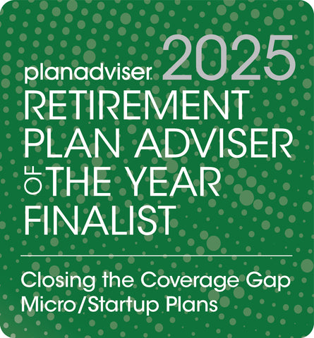 Logo: 2025 PLANADVISER Retirement Plan Adviser of the Year _ Closing the Coverage Gap - Micro/Startup Plans