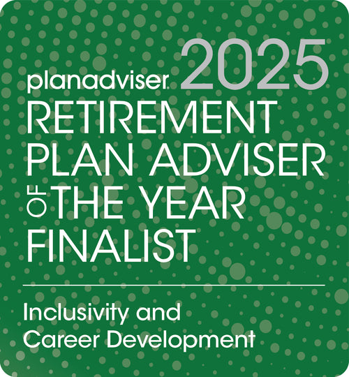 Logo: 2025 PLANADVISER Retirement Plan Adviser Of The Year_ Inclusivity and Career Development