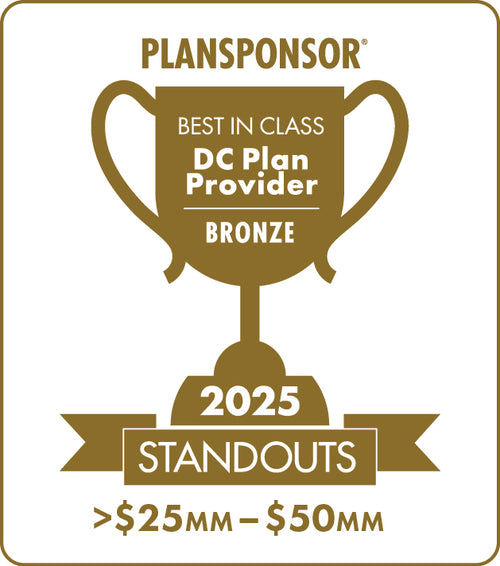 Logo: 2025 PLANSPONSOR Best in Class DC Plan Provider Standouts _ Bronze: Plan Assets >$25MM-$50MM