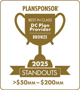 Logo: 2025 PLANSPONSOR Best in Class DC Plan Provider Standouts _ Bronze: Plan Assets >$50MM-200MM