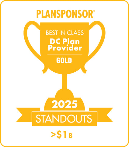 Logo: 2025 PLANSPONSOR Best in Class DC Plan Provider Standout_ Gold: Plan Assets >$1B
