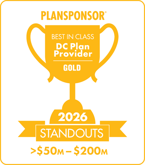 Logo: 2026 PLANSPONSOR Best in Class DC Plan Provider Standouts - Gold: Plan Assets >$50M-$200M