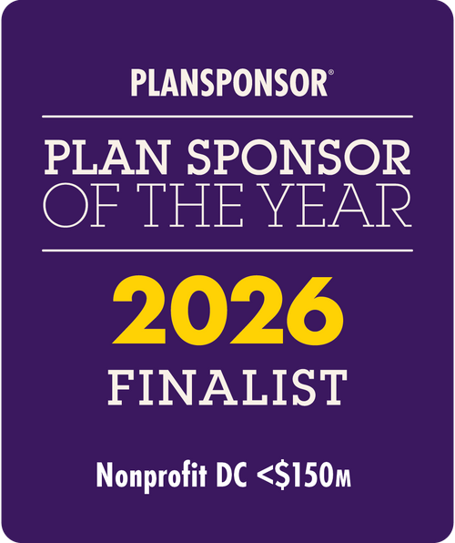 Logo: 2026 PLANSPONSOR  Plan Sponsor Of Year - Nonprofit DC<$150M