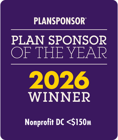 Logo: 2026 PLANSPONSOR  Plan Sponsor Of Year - Nonprofit DC<$150M Desk Plaque