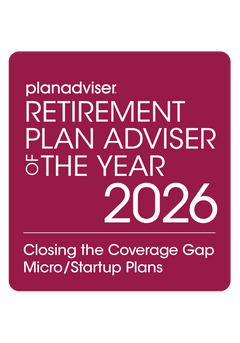 Logo: 2026 PLANADVISER Retirement Plan Adviser of the Year - Closing the Coverage Gap - Micro/Startup Plans Desk Plaque