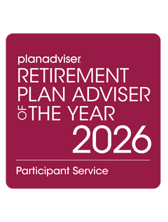 Logo: 2026 PLANADVISER Retirement Plan Adviser of the Year - Plan Participant Service Desk Plaque